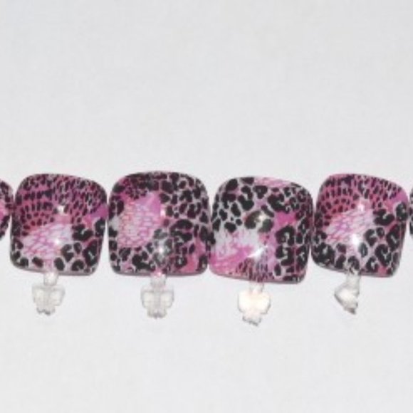 Pink leopard print- press on Toe nail set - Picture 3 of 5
